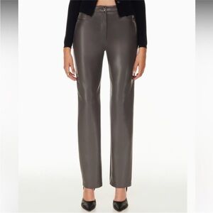 Women's Gray Leather Pants